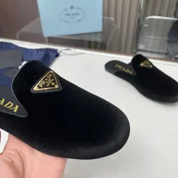 PRADA WOMEN'S SLIPPERS IN BLACK VELVET - PSD013 - Image 8