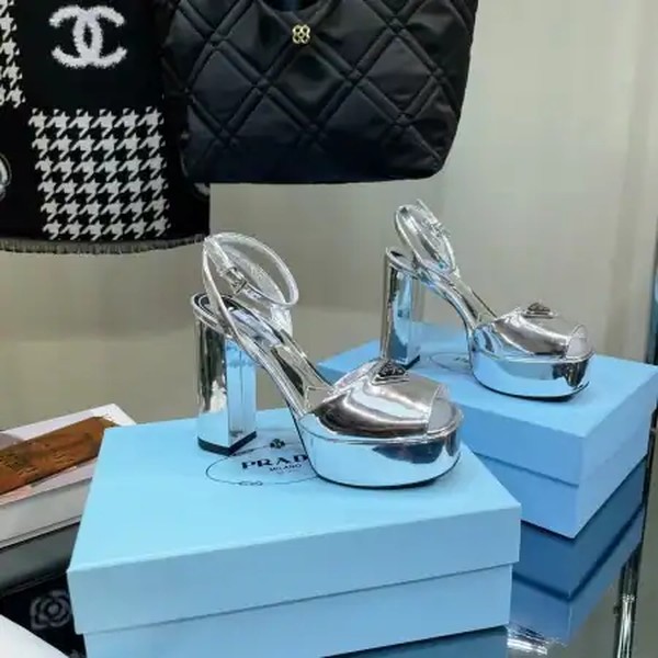 PRADA PLATFORM SANDALS 135MM IN SILVER METALLIC LEATHER - PSD056 - Image 4