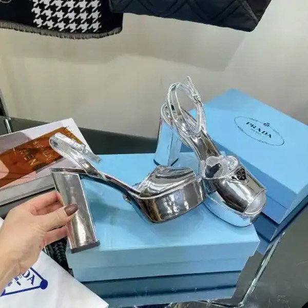 PRADA PLATFORM SANDALS 135MM IN SILVER METALLIC LEATHER - PSD056 - Image 5