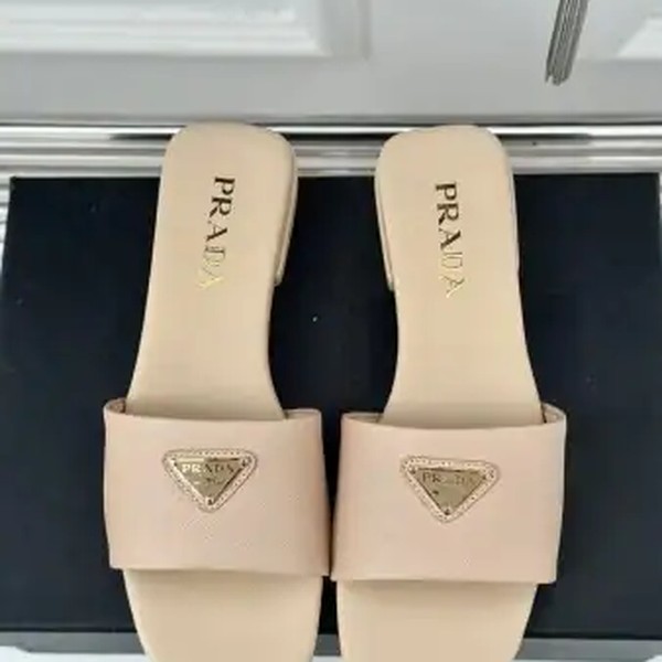 PRADA WOMEN'S SLIDES IN BEIGE SAFFIANO LEATHER - PSD062 - Image 4