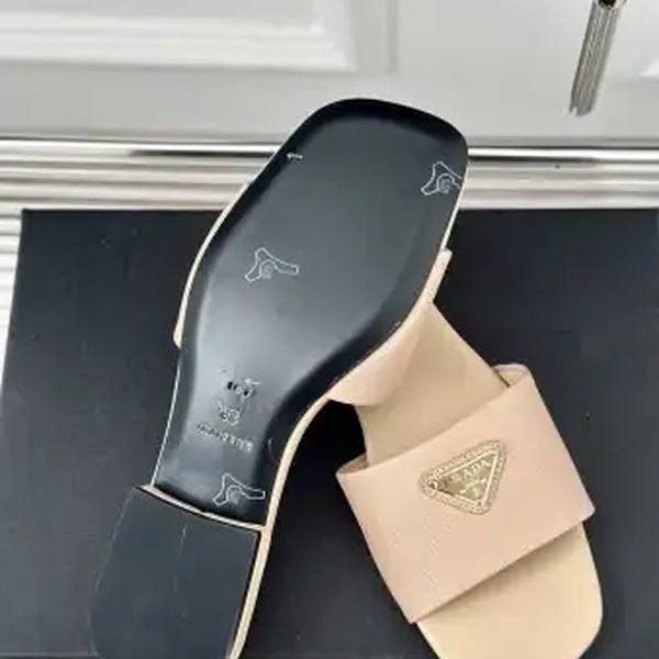 PRADA WOMEN'S SLIDES IN BEIGE SAFFIANO LEATHER - PSD062 - Image 6