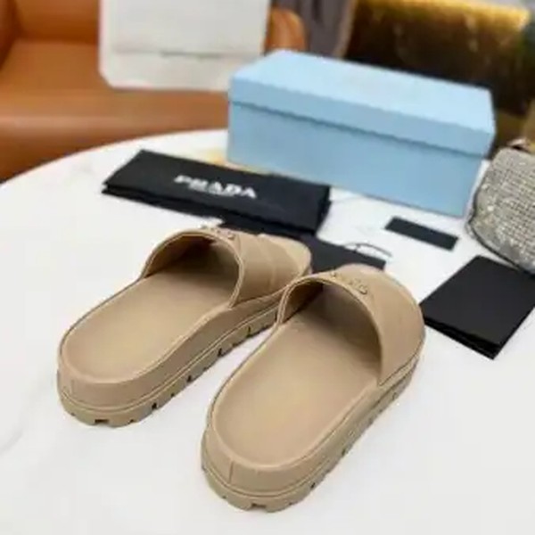 PRADA WOMEN'S SLIDES IN BEIGE QUILTED NAPPA LEATHER - PSD082 - Image 3