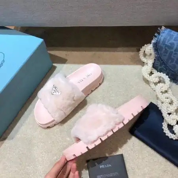 PRADA WOMEN'S SLIDES IN PINK SHEARLING - PSD086 - Image 5